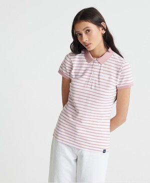 Superdry Organic Cotton Stripe Polo Női Ing Rózsaszín/Csíkok | QYLJR7529